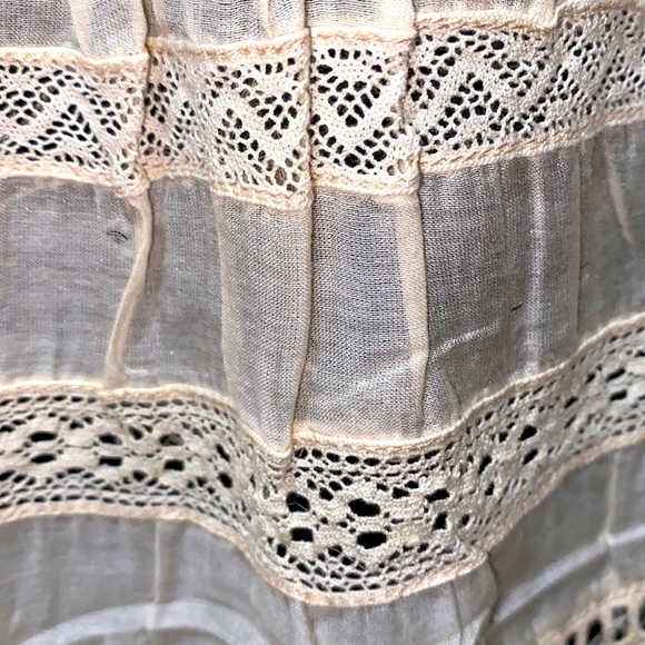 FALCON & BLOOM CREAM CAMI LACE, PLEATED, CUT-OUT ADJUSTABLE STRAPS TANK SZ S - Picture 6 of 13